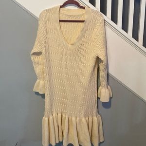Cream Winter Bell Sleeve Dress